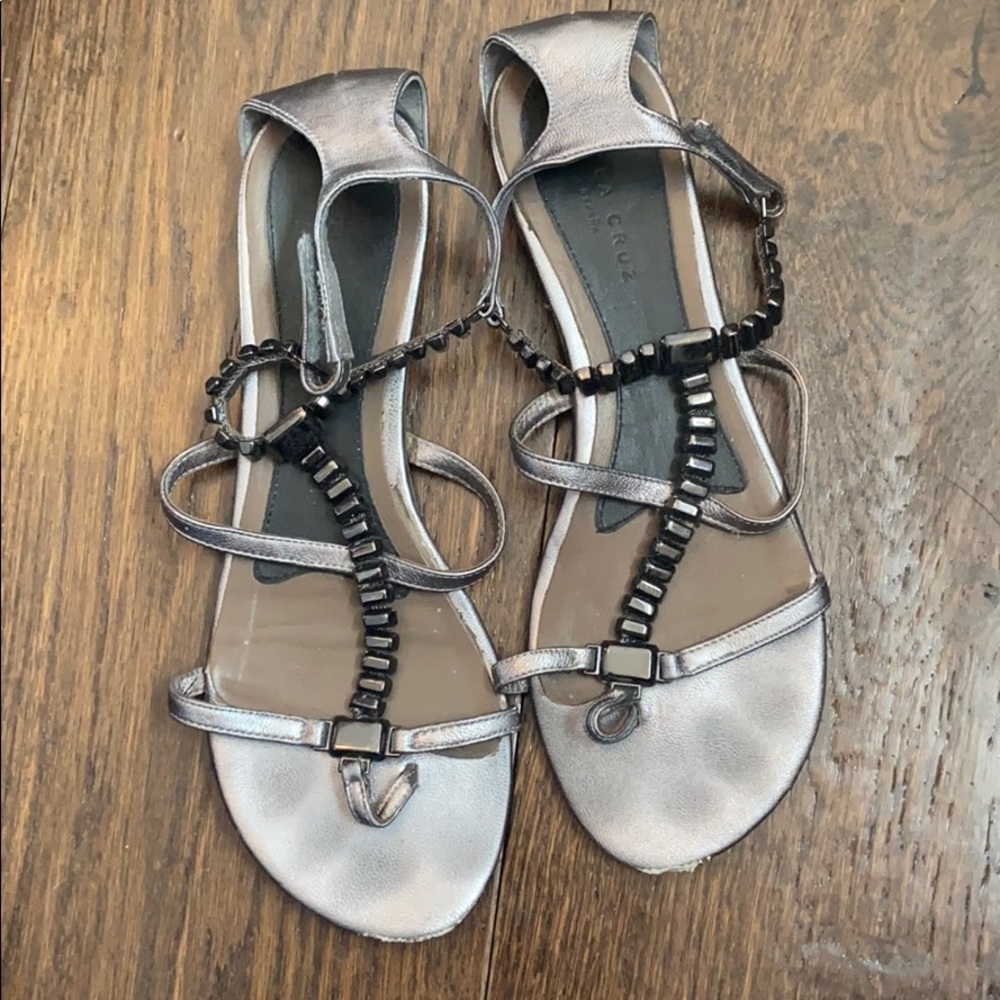 Lola Cruz Pewter and hematite sandals